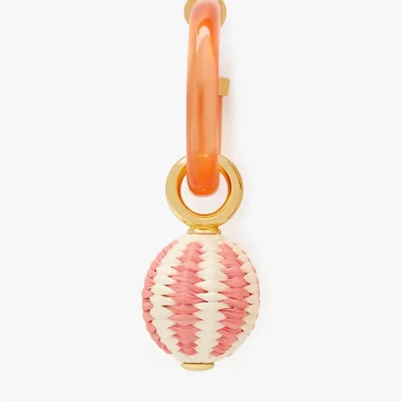 New Kate Spade FEELING BUBBLY RAFFIA CHARM HOOPS
Color: Pink Multi - Picture 6 of 13